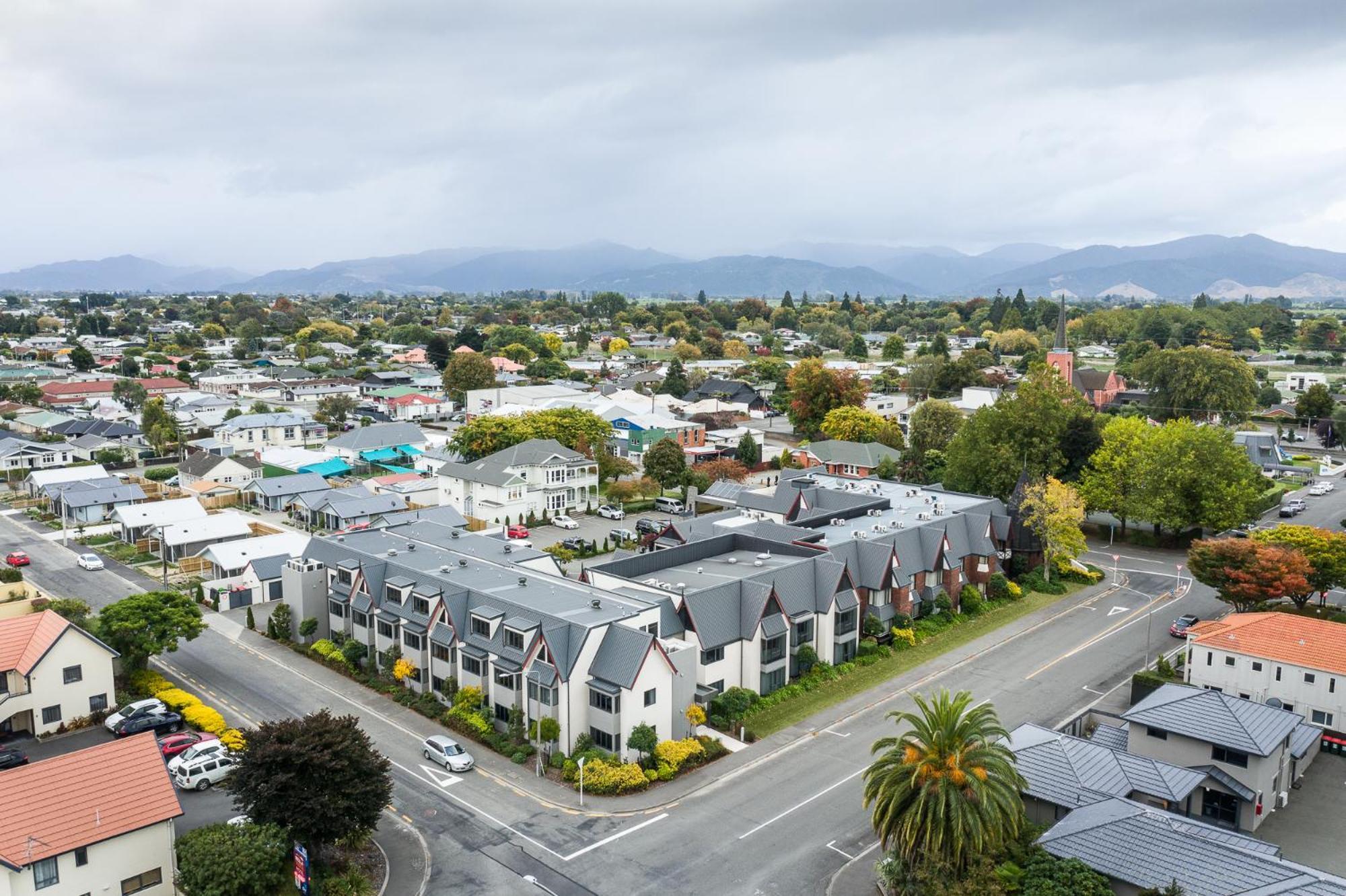 샤또 말보로그 호텔 블레넘 외부 사진 Aerial view of the suburb of Fendalton